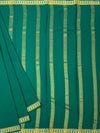 Classic Bottle Green Mysore Silk Saree with Gold Zari Stripes