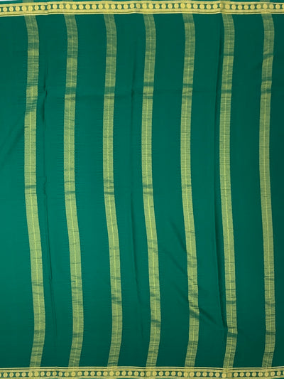 Classic Bottle Green Mysore Silk Saree with Gold Zari Stripes