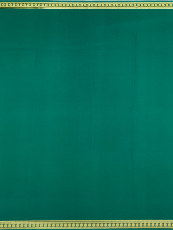 Classic Bottle Green Mysore Silk Saree with Gold Zari Stripes
