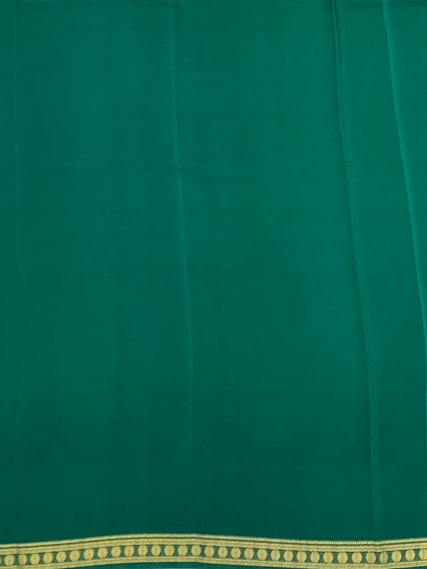 Classic Bottle Green Mysore Silk Saree with Gold Zari Stripes