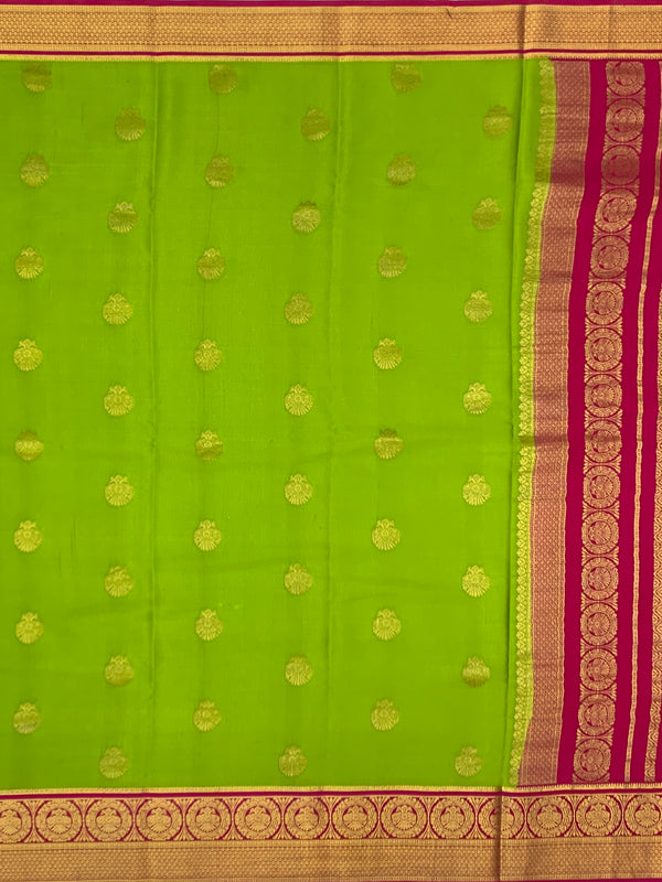 Exquisite Green & Rani Pink Mysore Silk Saree