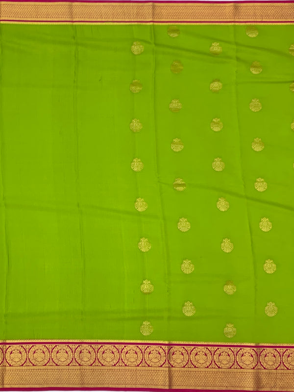 Exquisite Green & Rani Pink Mysore Silk Saree