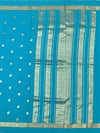 Radiant Turquoise Mysore Silk Saree with Gold Zari Elephant Buttas