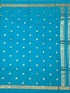 Radiant Turquoise Mysore Silk Saree with Gold Zari Elephant Buttas