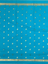 Radiant Turquoise Mysore Silk Saree with Gold Zari Elephant Buttas