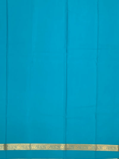 Radiant Turquoise Mysore Silk Saree with Gold Zari Elephant Buttas