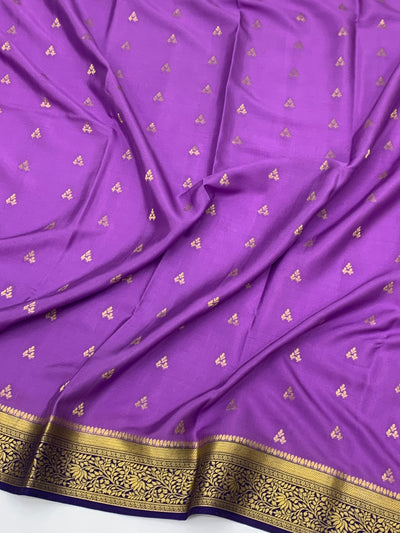 Radiant Lavender & Royal Blue Mysore Silk Saree