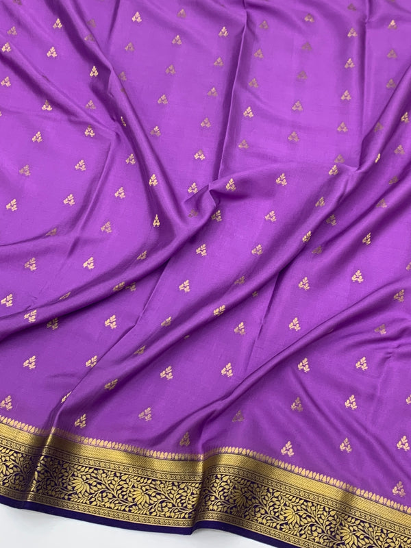 Radiant Lavender & Royal Blue Mysore Silk Saree