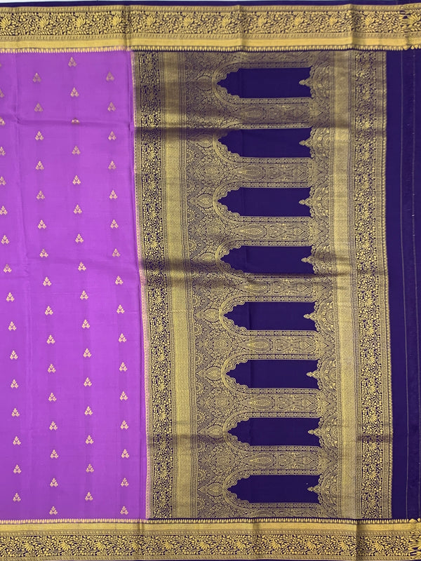 Radiant Lavender & Royal Blue Mysore Silk Saree