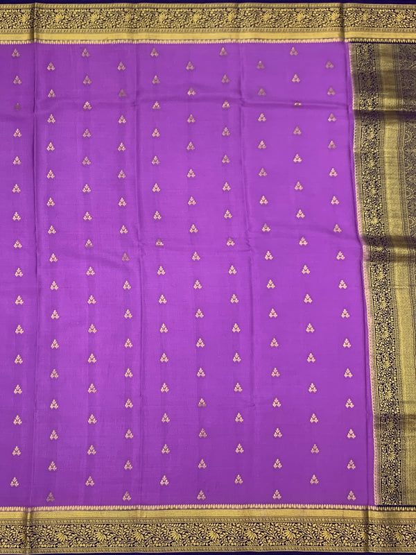 Radiant Lavender & Royal Blue Mysore Silk Saree