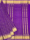 Lavender Mysore Silk Saree with Gold Zari Checks & Striped Pallu
