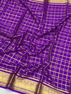 Lavender Mysore Silk Saree with Gold Zari Checks & Striped Pallu