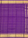 Lavender Mysore Silk Saree with Gold Zari Checks & Striped Pallu