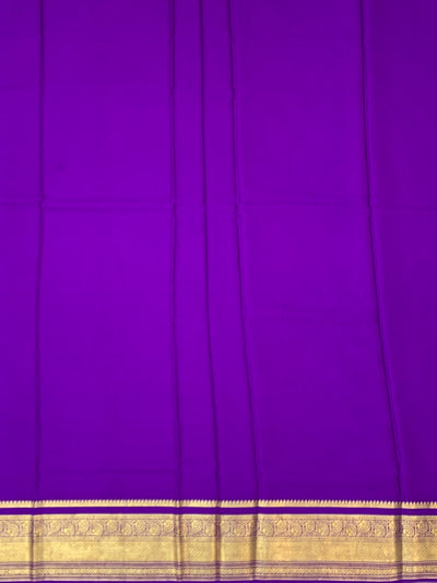 Lavender Mysore Silk Saree with Gold Zari Checks & Striped Pallu