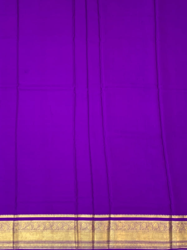 Lavender Mysore Silk Saree with Gold Zari Checks & Striped Pallu