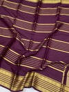 Regal Plum Mysore Silk Saree with Gold Zari Striped Pallu