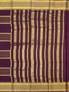 Regal Plum Mysore Silk Saree with Gold Zari Striped Pallu