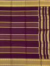 Regal Plum Mysore Silk Saree with Gold Zari Striped Pallu