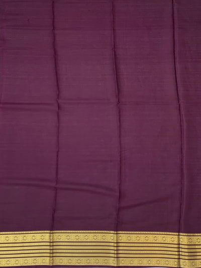 Regal Plum Mysore Silk Saree with Gold Zari Striped Pallu