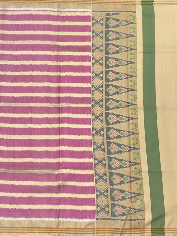 Rose-Pink & Cream Handloom Patola Saree