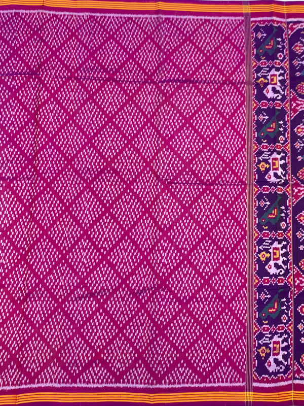 Deep Wine & Royal Purple Handloomed Patola Silk Saree