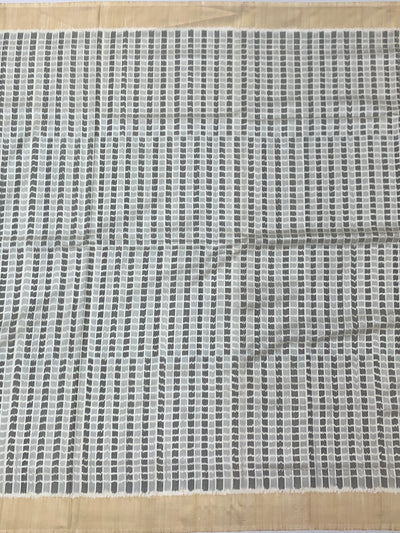 Grey Grid & Sand Beige Patola Silk Saree