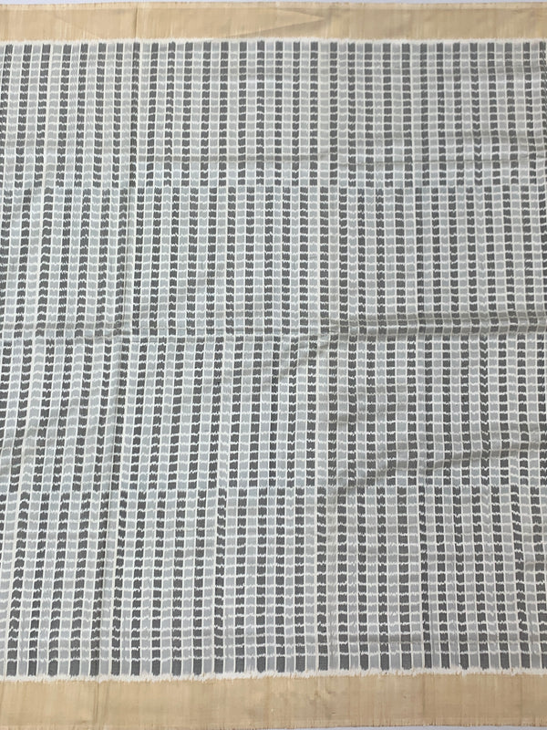 Grey Grid & Sand Beige Patola Silk Saree