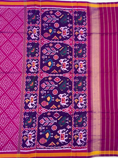 Deep Wine & Royal Purple Handloomed Patola Silk Saree