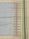 Grey Grid & Sand Beige Patola Silk Saree