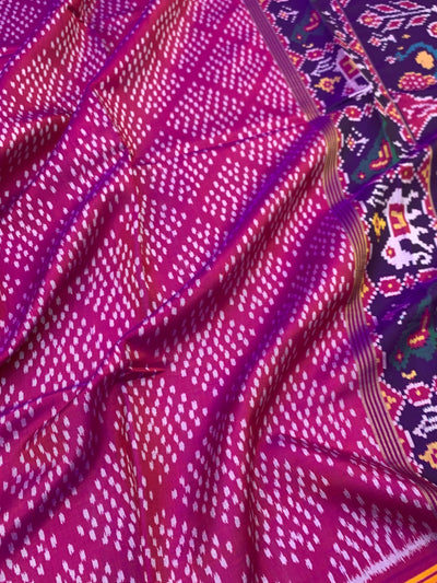 Deep Wine & Royal Purple Handloomed Patola Silk Saree