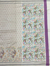Off-White & Pastel Parrot Motif Patola Silk Saree