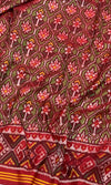 Regal Crimson & Forest Green Patola Saree – Traditional Phulwari Ikat