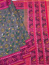 Exquisite Grey & Pink Floral  Patola Saree