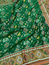 Exquisite Emerald Green Patola Saree with Traditional Elephant Motifs