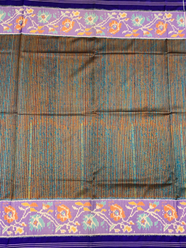 Midnight Blue & Teal Dual-Tone Patola Saree