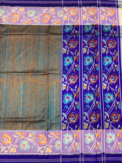 Midnight Blue & Teal Dual-Tone Patola Saree