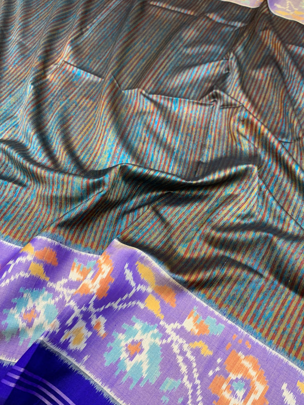 Midnight Blue & Teal Dual-Tone Patola Saree