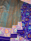 Midnight Blue & Teal Dual-Tone Patola Saree