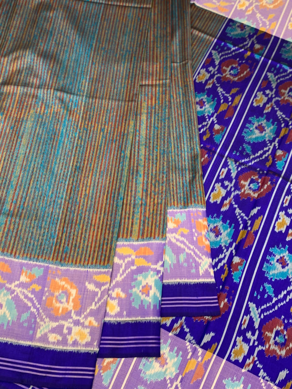 Midnight Blue & Teal Dual-Tone Patola Saree