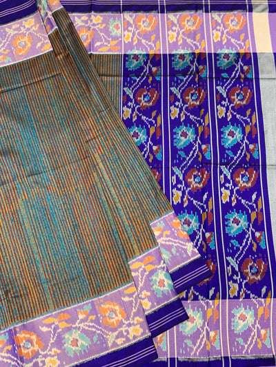 Midnight Blue & Teal Dual-Tone Patola Saree