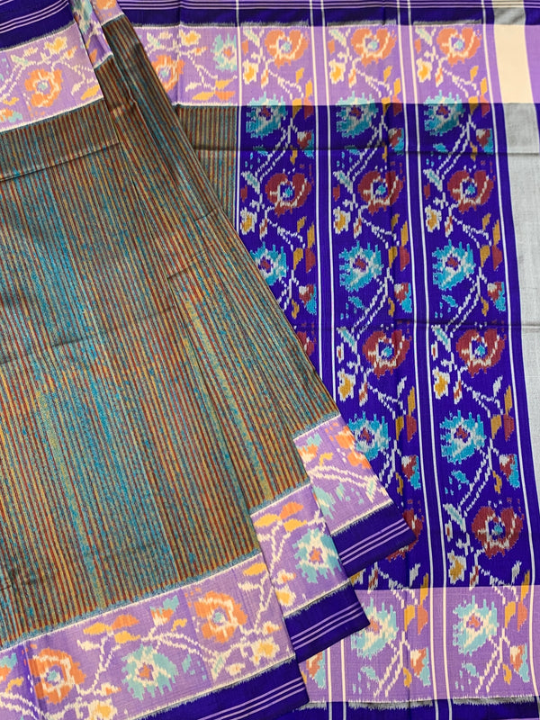 Midnight Blue & Teal Dual-Tone Patola Saree