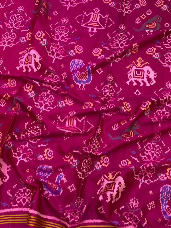 Deep Mulberry Patola Saree with Traditional Figurative Motifs