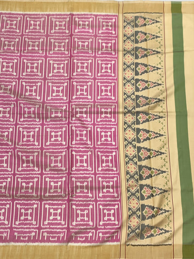Exquisite Rose Pink Geometric Patola Saree