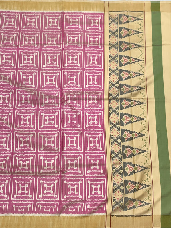 Exquisite Rose Pink Geometric Patola Saree
