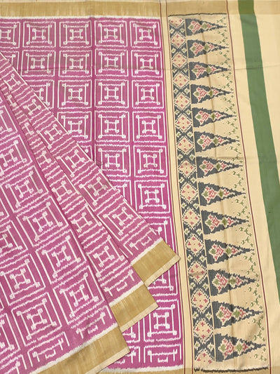 Exquisite Rose Pink Geometric Patola Saree