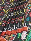 Heritage Black Patola Silk Saree with Sacred Kamdhenu & Lotus Motifs
