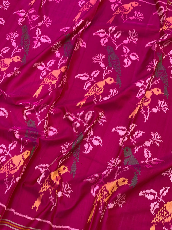 Exquisite Magenta Pink Handloom Patola Silk Saree