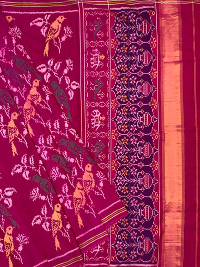 Exquisite Magenta Pink Handloom Patola Silk Saree