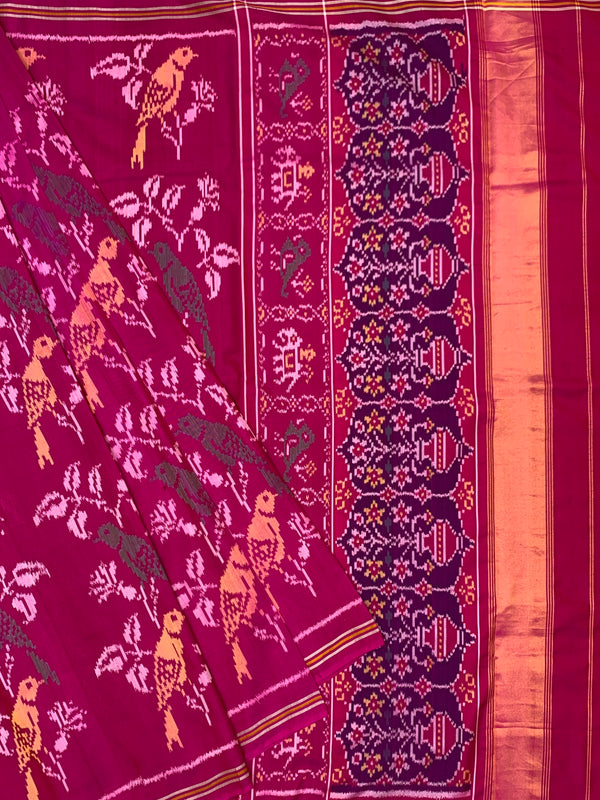 Exquisite Magenta Pink Handloom Patola Silk Saree