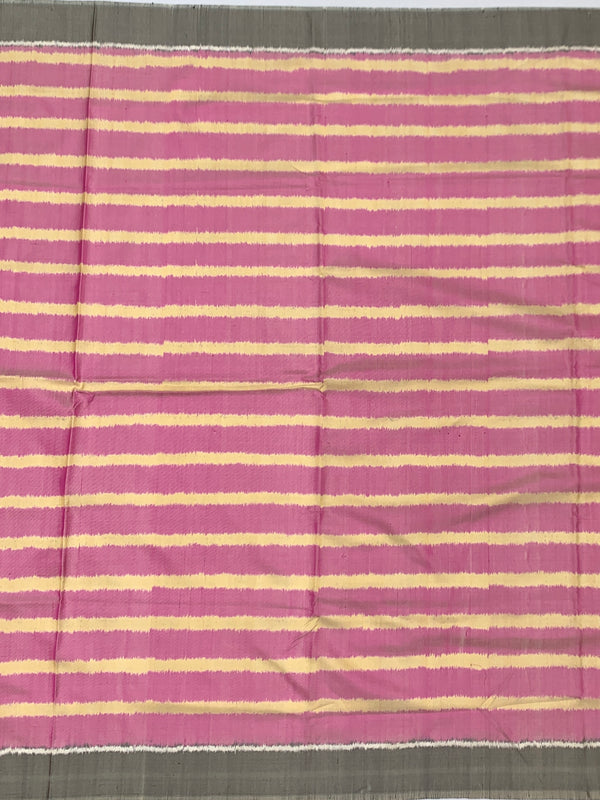 Candy Pink &amp; Slate Leheriya-Inspired Patola Silk Saree